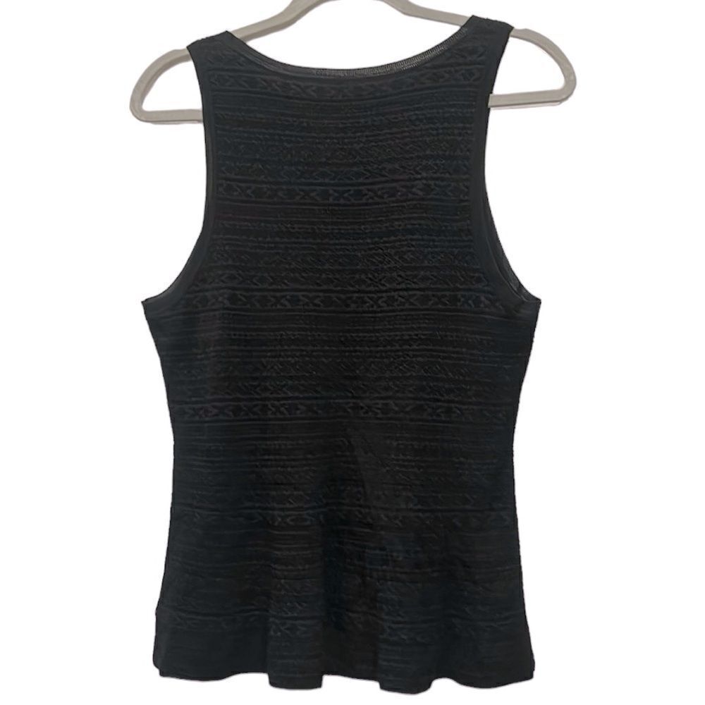 Theory Black Textured Fit Flare Classy Casual Career Date Tank Top Large - Picture 6 of 10